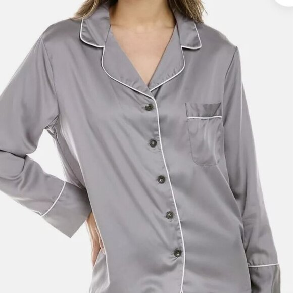 Ettitude Long SLeeve PJ Shirt & Pj Shorts in GrayNew